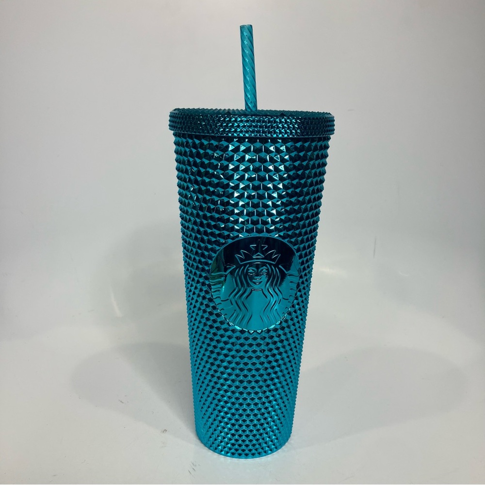 Starbucks 2023 studded tumbler 24 oz metallic blue limited edition bling‎ trendy